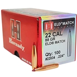 Hornady 22834 ELD Match   22 Caliber .224 88 GR 100 Box