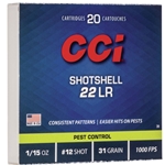 CCI 0039 Pest Control Shotshell  22 Long Rifle (LR) 31 GR #12 Shot 20 Bx/ 100 Cs