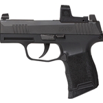 P365 380 ACP Caliber with 3.10" Barrel, 10+1 Capacity, Overall Black Finish Stainless Steel, Serrated/Optic Cut Nitron Slide & Black Polymer Grip Includes 2 Mags & RomeoZero Elite Red Dot