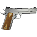 Rock Island 56828 Rock Full Size 9mm Luger 10+1, 5" Stainless Steel Barrel & Serrated Slide, Matte Stainless Steel Frame w/Beavertail, Wood Double Checkered Grip