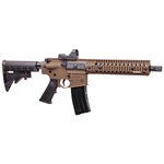 Crosman CFAR1X Full Auto R1 Air Rifle CO2 177 25rd Black Smooth Bore Steel Barrel, Flat Dark Earth Receiver, Adjustable Stock, AR Compatible Buffer Tube & Pistol Grip, Quad Forearm Accessory Rail, Includes Red Dot