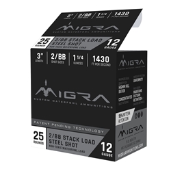 MIGRA AMMUNITION M12S2BB Combinational  12 Gauge 3" 1 1/4 oz 2,BB Shot 25 Bx/ 10