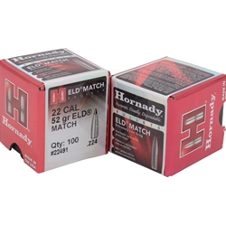 Hornady 22491 ELD Match   22 Caliber .224 52 GR 100 Box