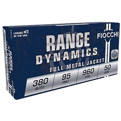 Fiocchi 380AP Range Dynamics 380ACP 95gr Full Metal Jacket 50 Per Box