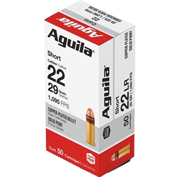 Aguila 1B222110 Standard High Velocity 22 Short 29 GR Solid Point 50 Bx/100 Cs