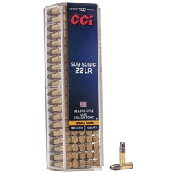 CCI 0056 Small Game Subsonic  22 Long Rifle (LR) 40 GR Lead Hollow Point 100 Bx/