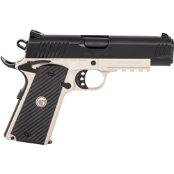 Girsan 390052 MC1911 C 9mm Luger Caliber with 4.40" Barrel, 9+1 Capacity, Matte Gray Finish Picatinny Rail/ Extended Beavertail Frame, Serrated Blued Steel Slide & Checkered Laminate Grip