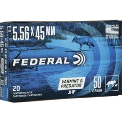 Federal AE556G American Eagle Varmint & Predator 5.56x45mm NATO 50 gr 3100 fps Jacketed Hollow Point (JHP) 20 Bx