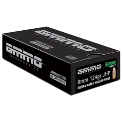 Ammo Inc 9124JHPSRR50 Signature 9mm Luger 124 gr Sierra Match Jacket Hollow Point (SMJHP) 50 Per Box