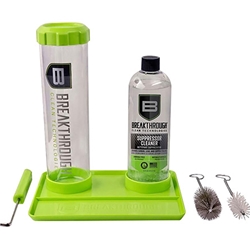 Breakthrough Clean Technologies, Suppressor Cleaning Kit, Includes 16 OZ Bottle of Suppressor Cleaner, Suppressor Cleaning Submission Tube, Submission Hook, Metal and Nylon Cleaning Brushes, and Cleaning Tray
