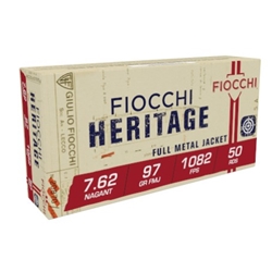 Fiocchi 762A Heritage 7.62x38mmRNagant 97gr Full Metal Jacket 50 Per Box