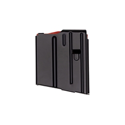 DURAMAG, DuraMag SS, Magazine, 308 Winchester/6.8X51, 5 Rounds, Fits SR25/DPMS Pattern AR10 Rifles, Orange AGF Follower, Stainless Steel, Black