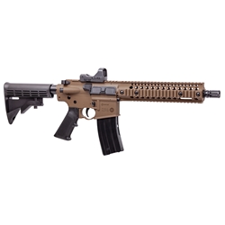 Crosman CFAR1X Full Auto R1 Air Rifle CO2 177 25rd Black Smooth Bore Steel Barrel, Flat Dark Earth Receiver, Adjustable Stock, AR Compatible Buffer Tube & Pistol Grip, Quad Forearm Accessory Rail, Includes Red Dot