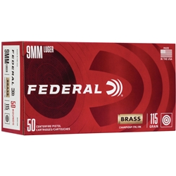 Federal WM5199 Champion Training 9mmLuger 115gr Full Metal Jacket 50 Per Box/20 Case